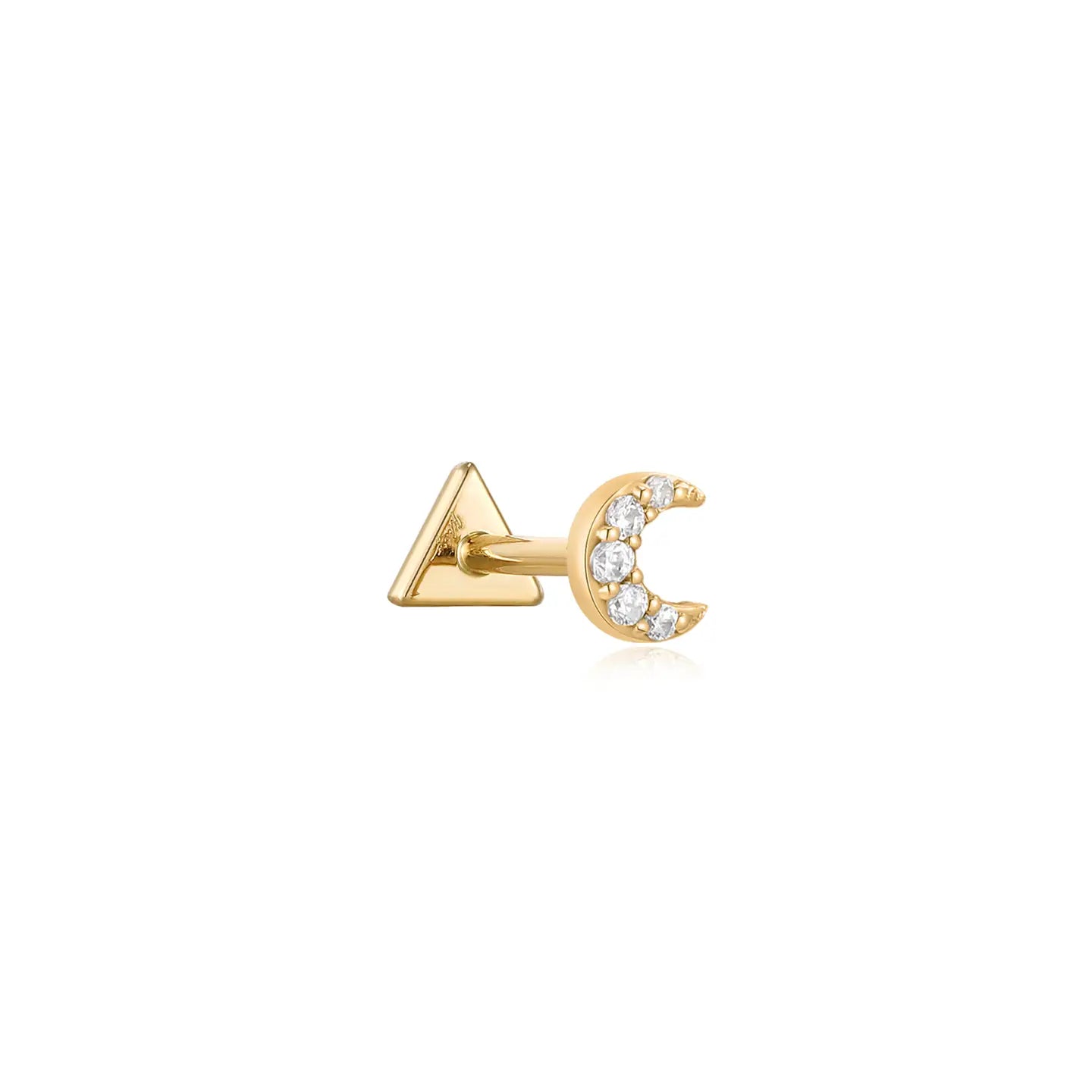 14K DIAMOND MOON STUD