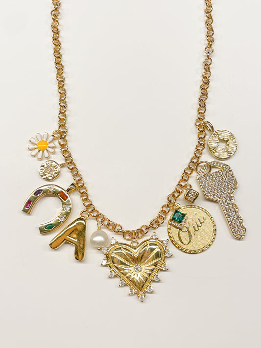 GOLD ROLO CHARM NECKLACE
