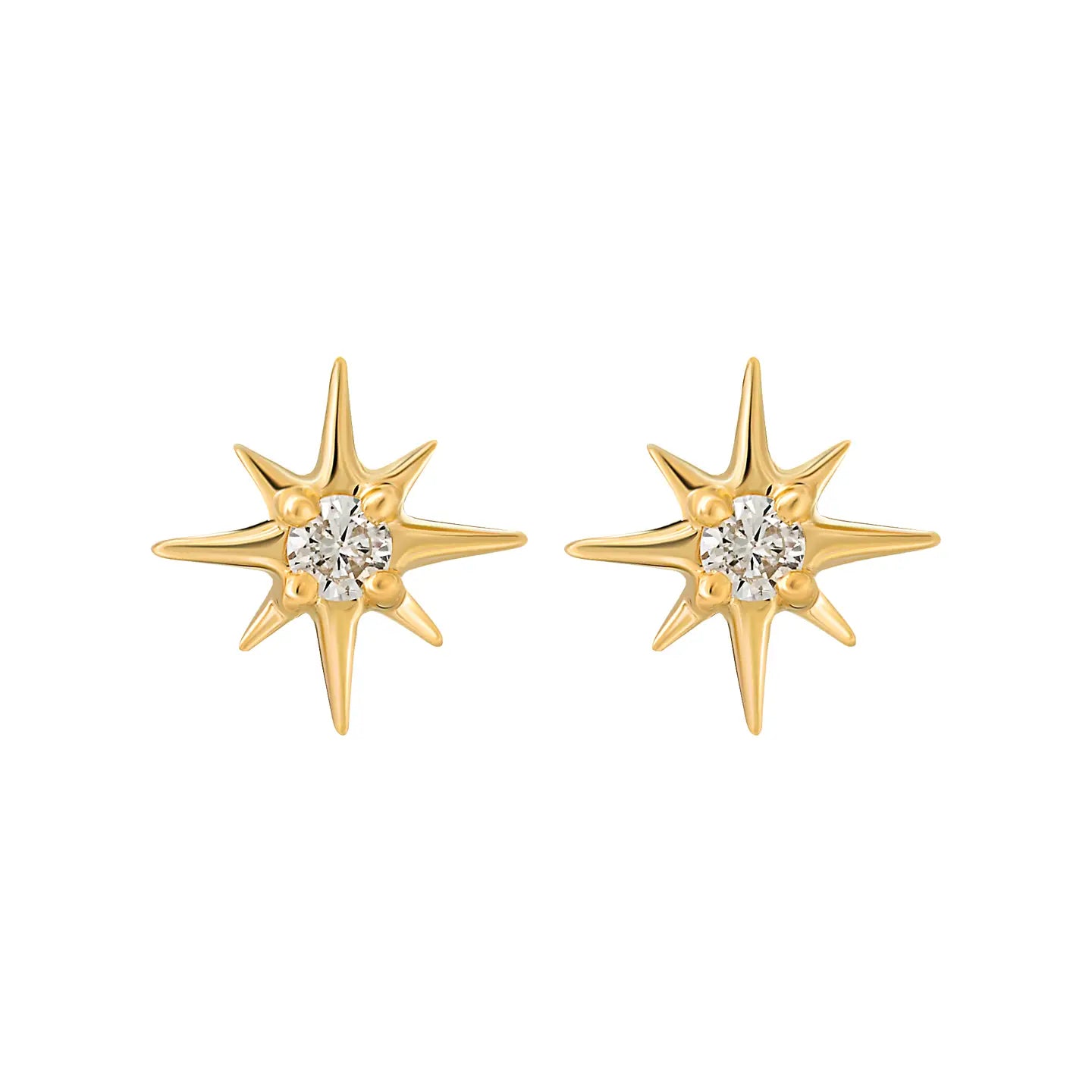 14K GOLD MINI DIAMOND STAR STUDS