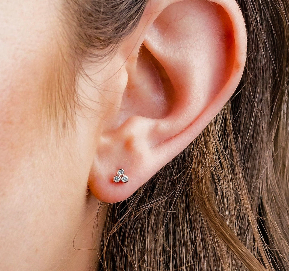 14K GOLD DIAMOND TRINITY STUDS