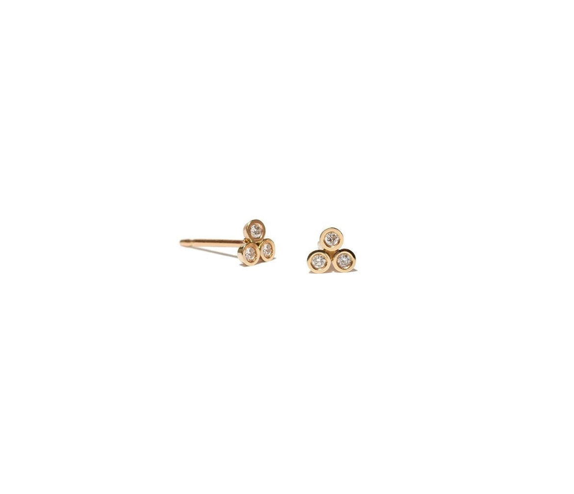 14K GOLD DIAMOND TRINITY STUDS