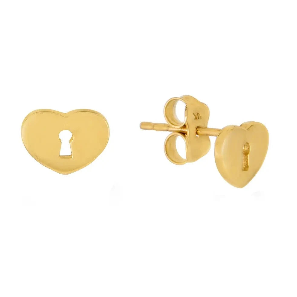 14K HEART LOCK STUDS