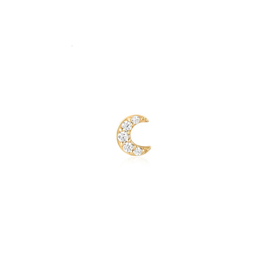 14K PAVE MOON STUD