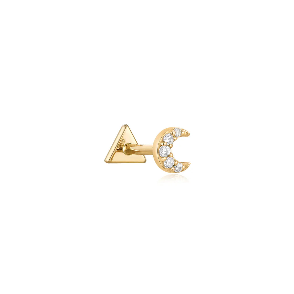14K DIAMOND MOON STUD
