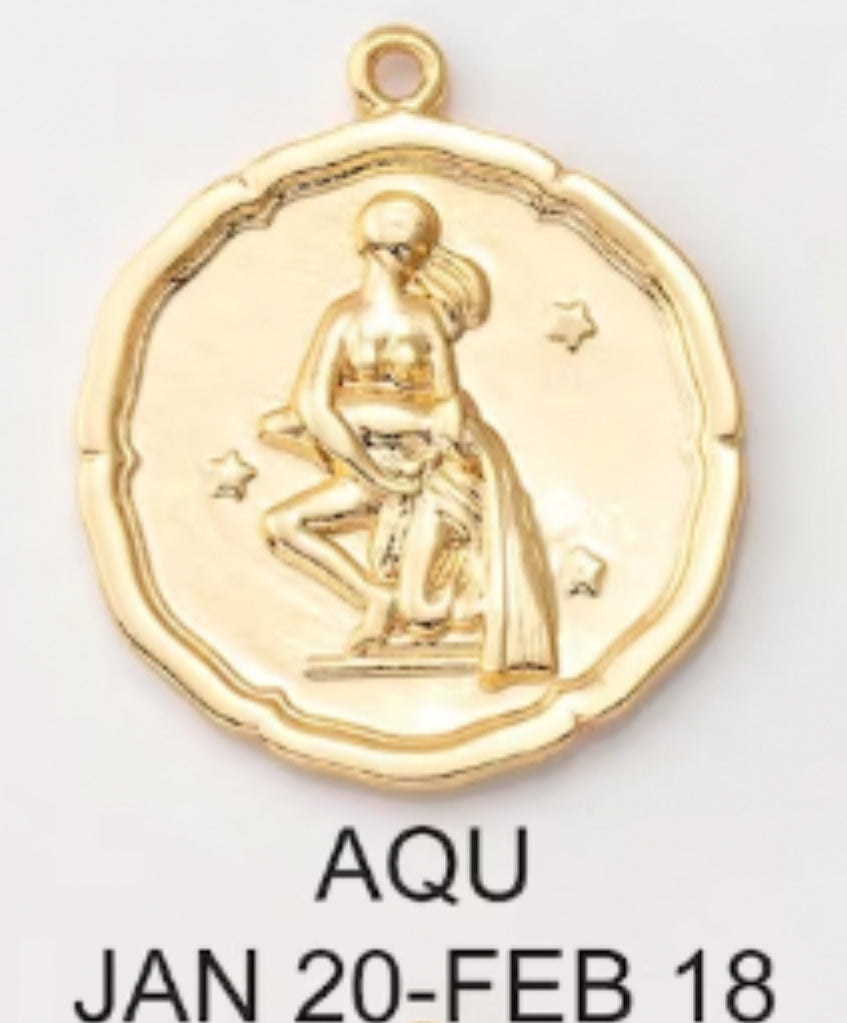 ZODIAC STAMPED COIN CHARM