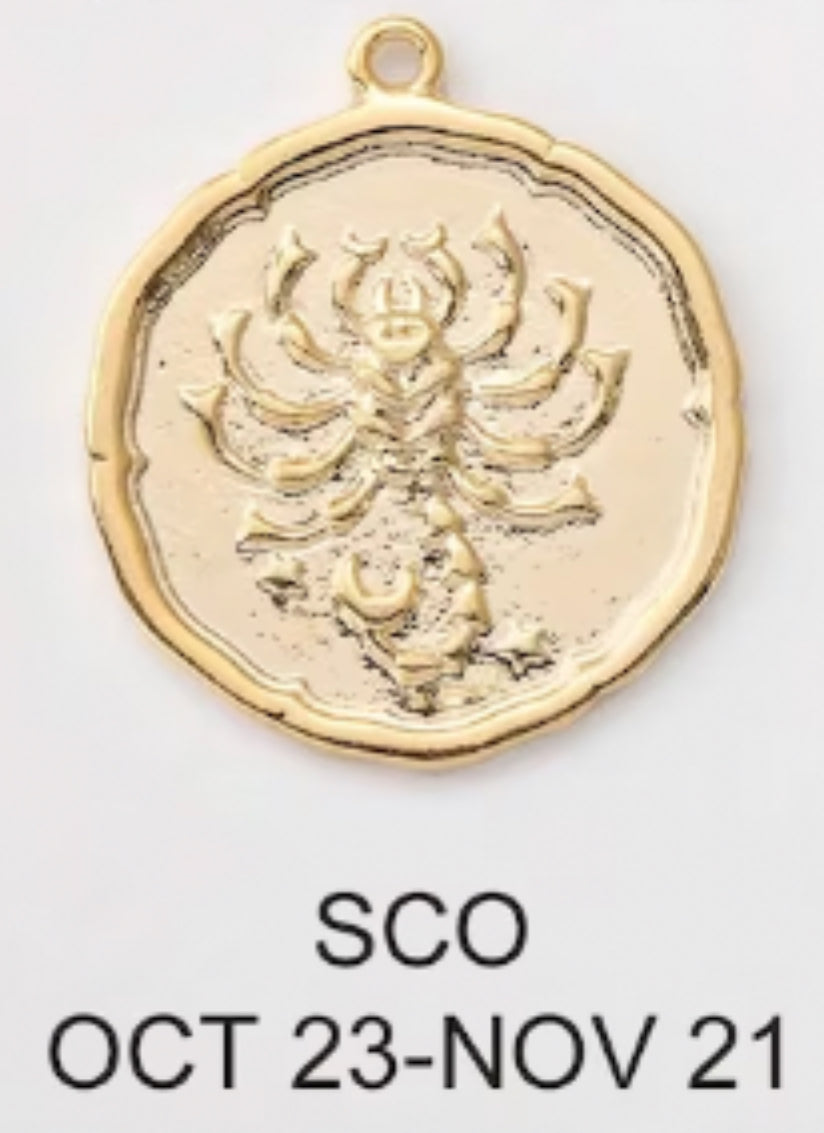 ZODIAC STAMPED COIN CHARM