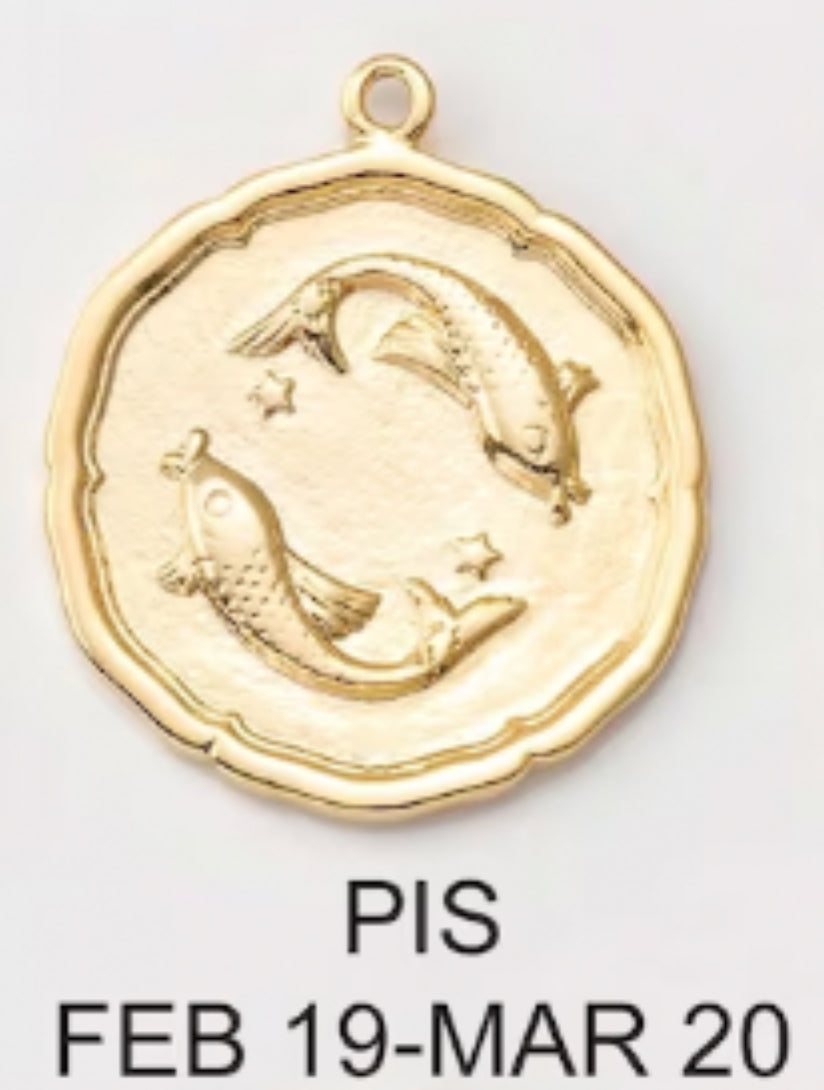 ZODIAC STAMPED COIN CHARM