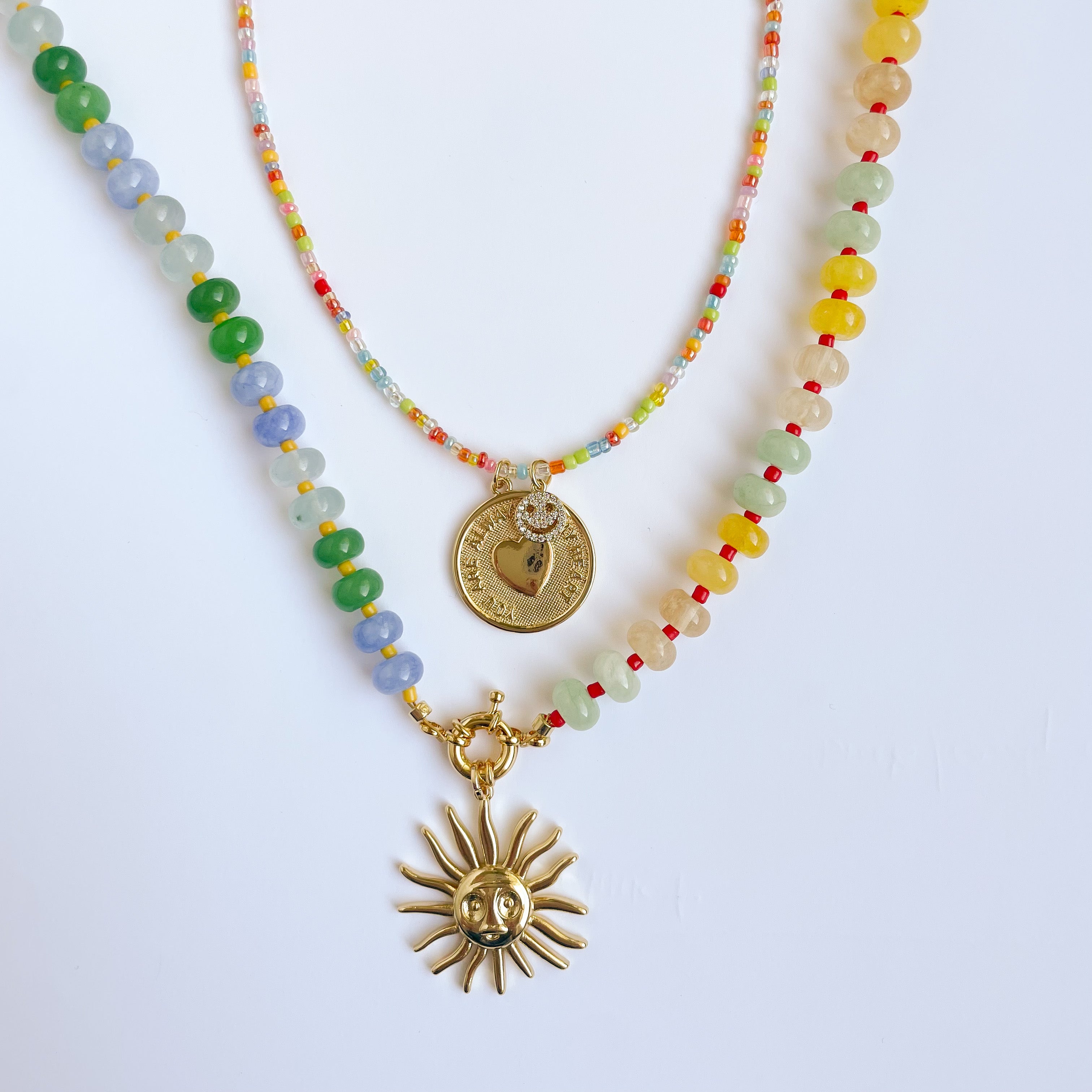 Hand-Spun Beaded Charm Necklace