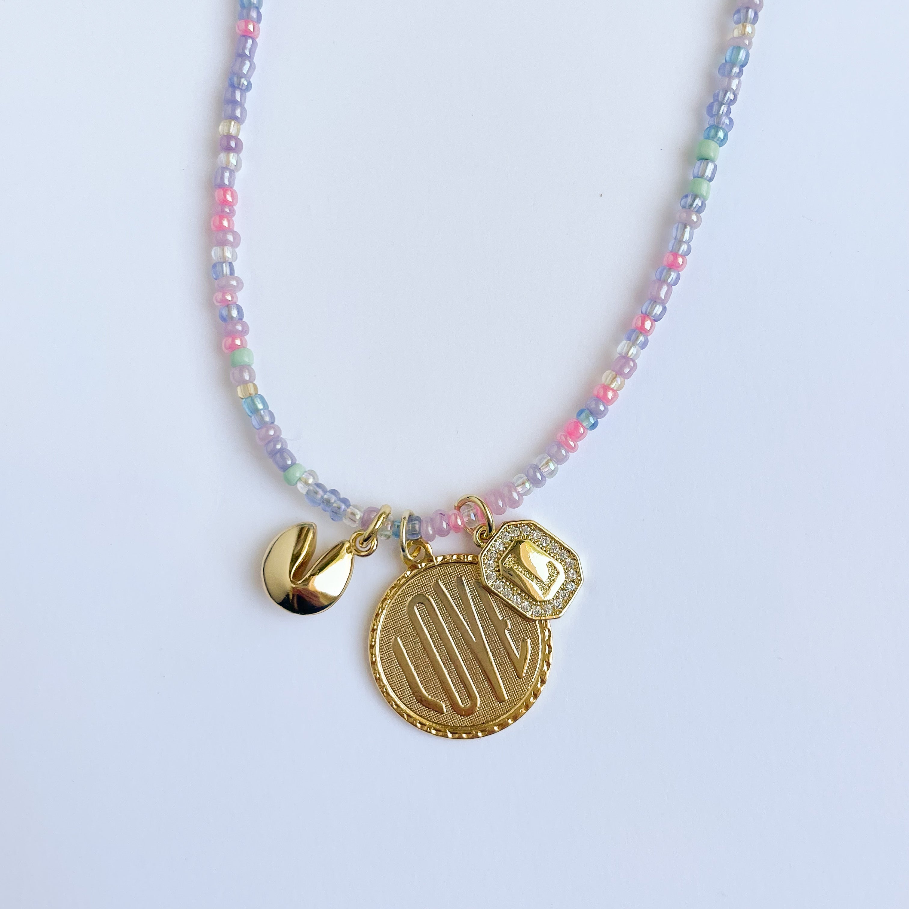 Hand-Spun Beaded Charm Necklace