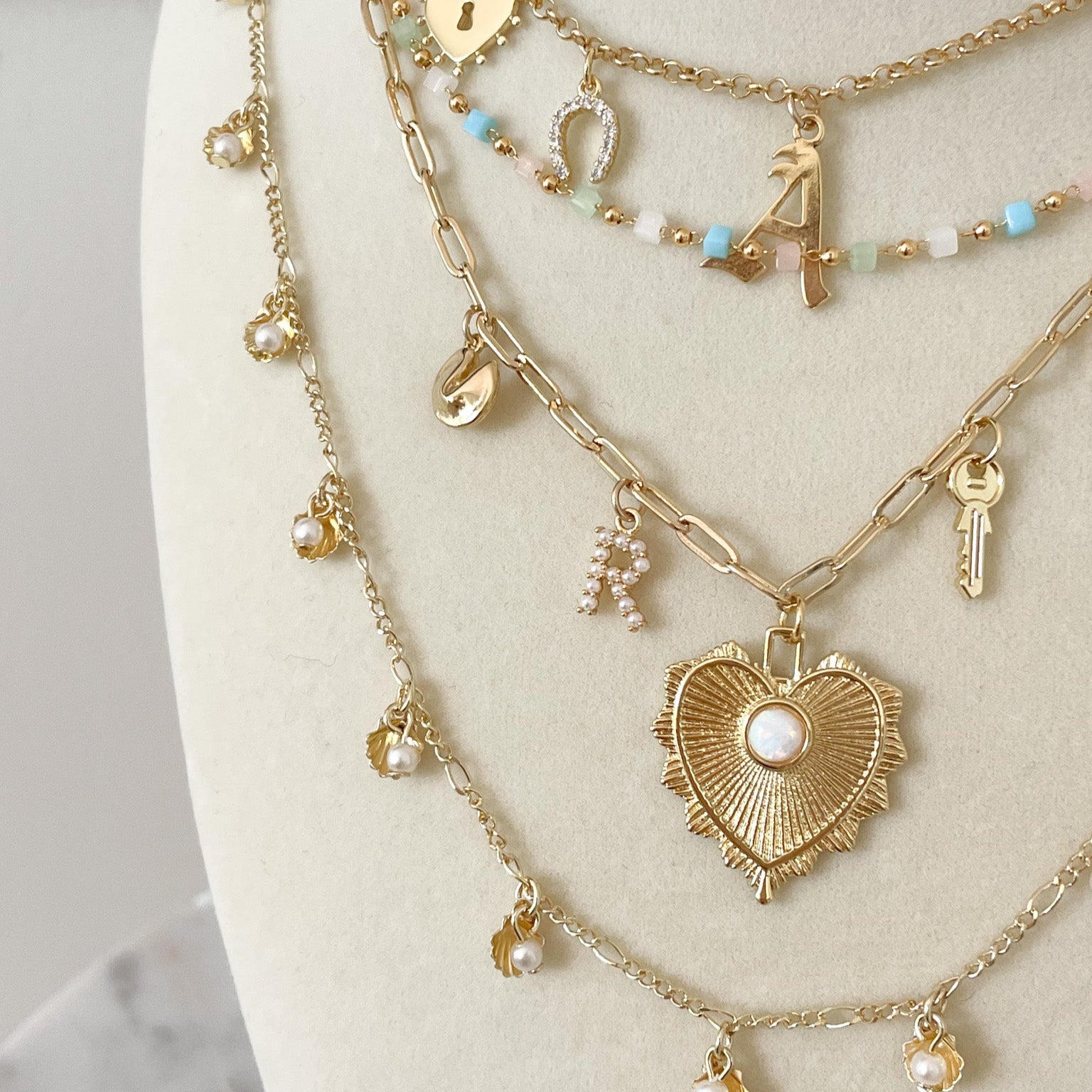 OPAL HEART CHARM
