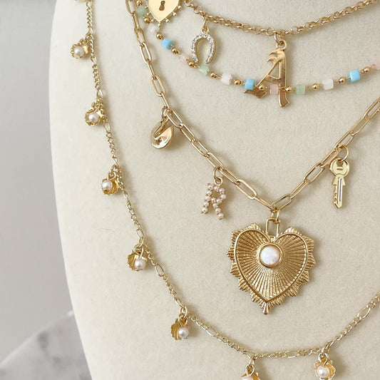 OPAL HEART CHARM