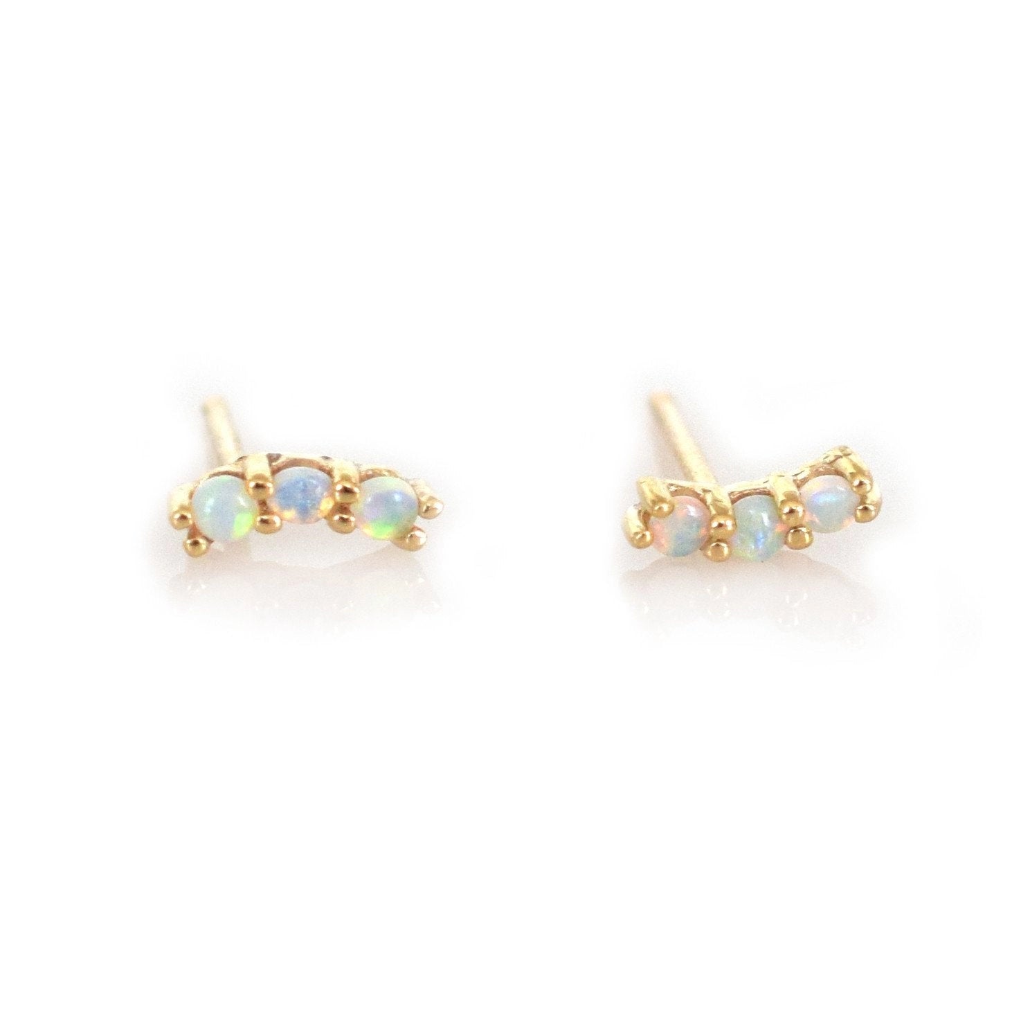 10k RAINBOW OPAL STUDS