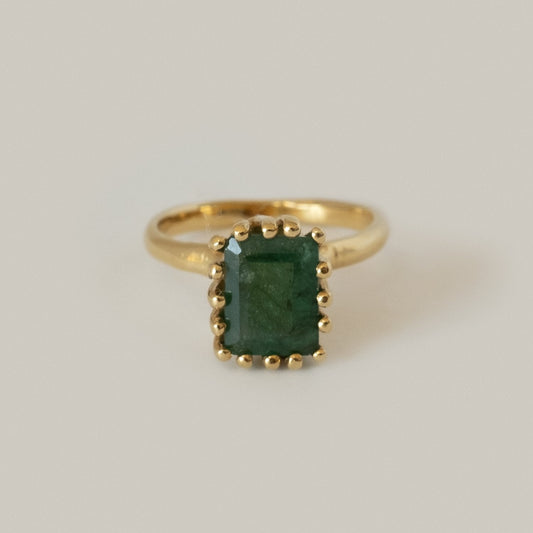 RAMONA RAW EMERALD RING