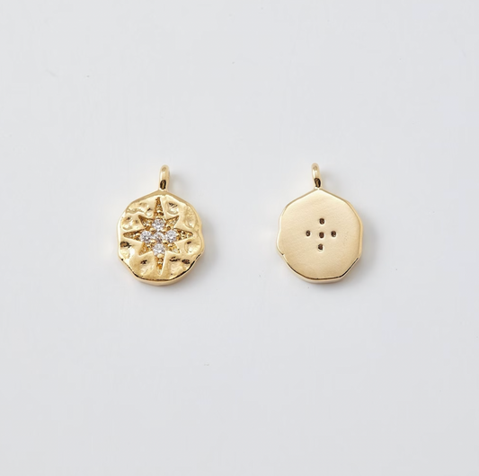 TINY NORTH STAR GOLD COIN CHARM