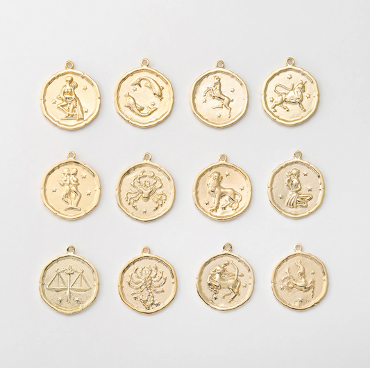 ZODIAC STAMPED COIN CHARM