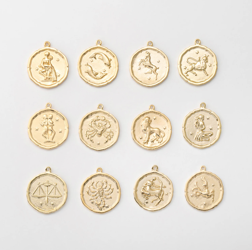 ZODIAC STAMPED COIN CHARM