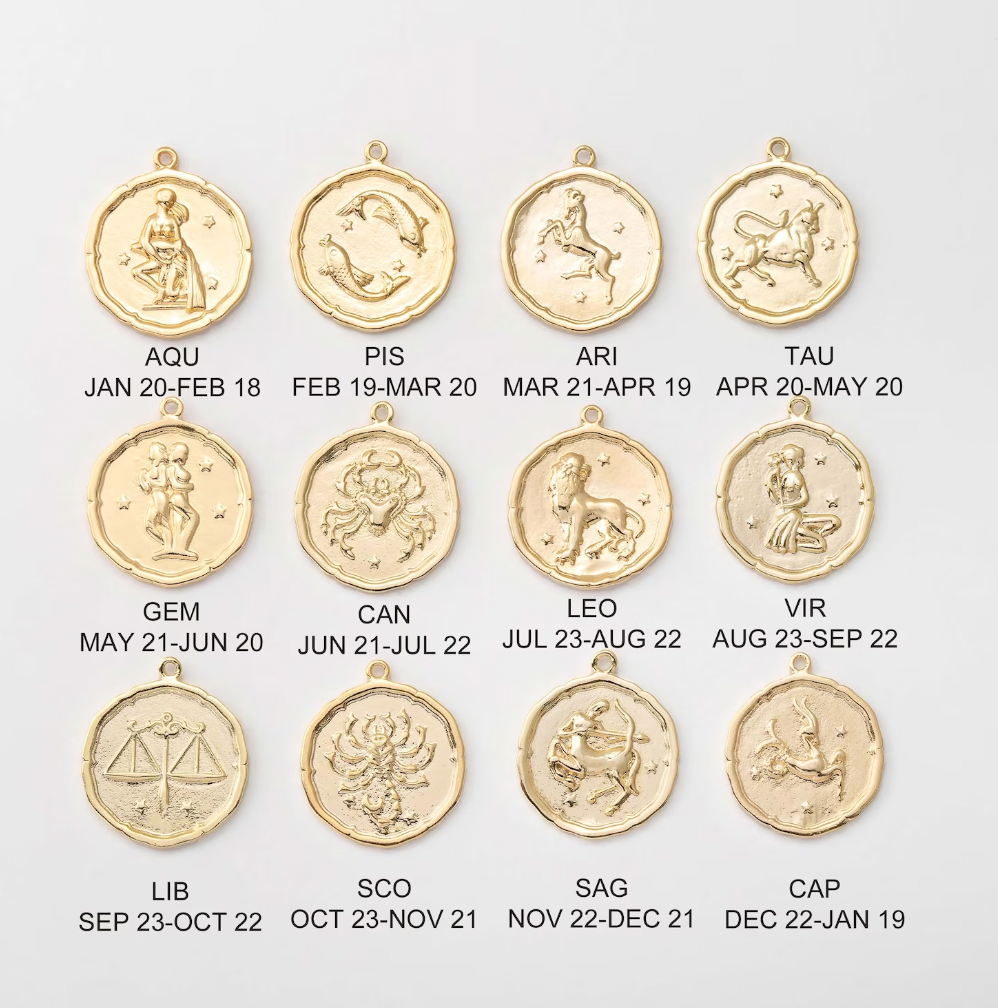 ZODIAC STAMPED COIN CHARM