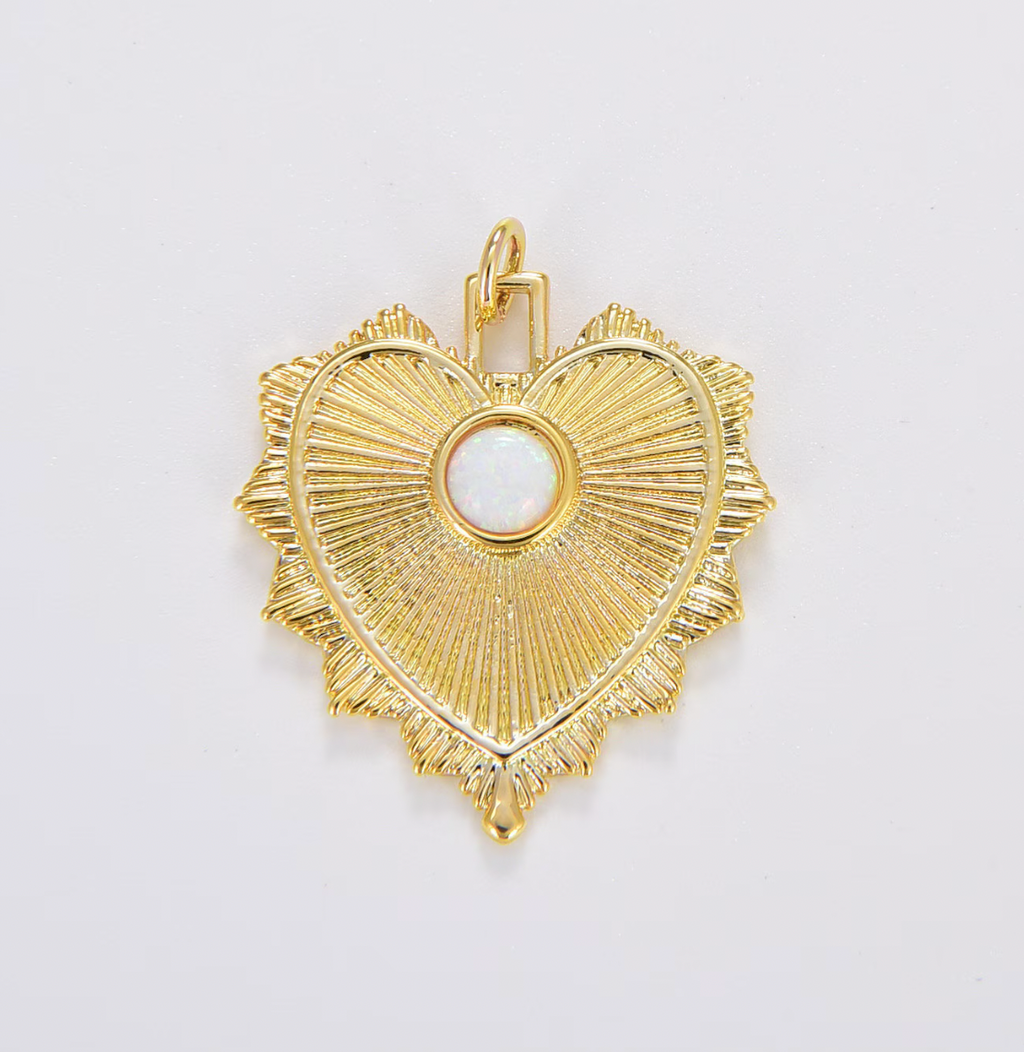 OPAL HEART CHARM