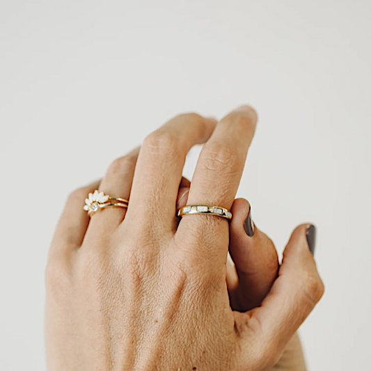 OPAL INSET BAGUETTE RING