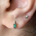 14k EMERALD AND DIAMOND DUO TINY STUD