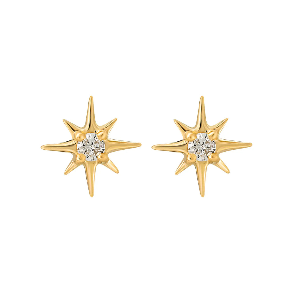 14K GOLD MINI DIAMOND STAR STUDS