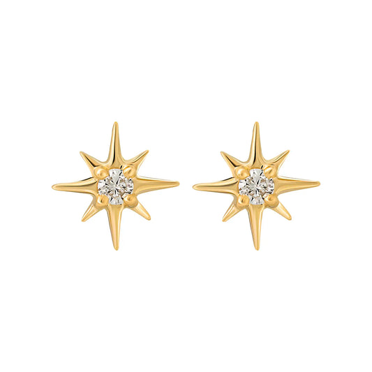 14K GOLD MINI DIAMOND STAR STUDS