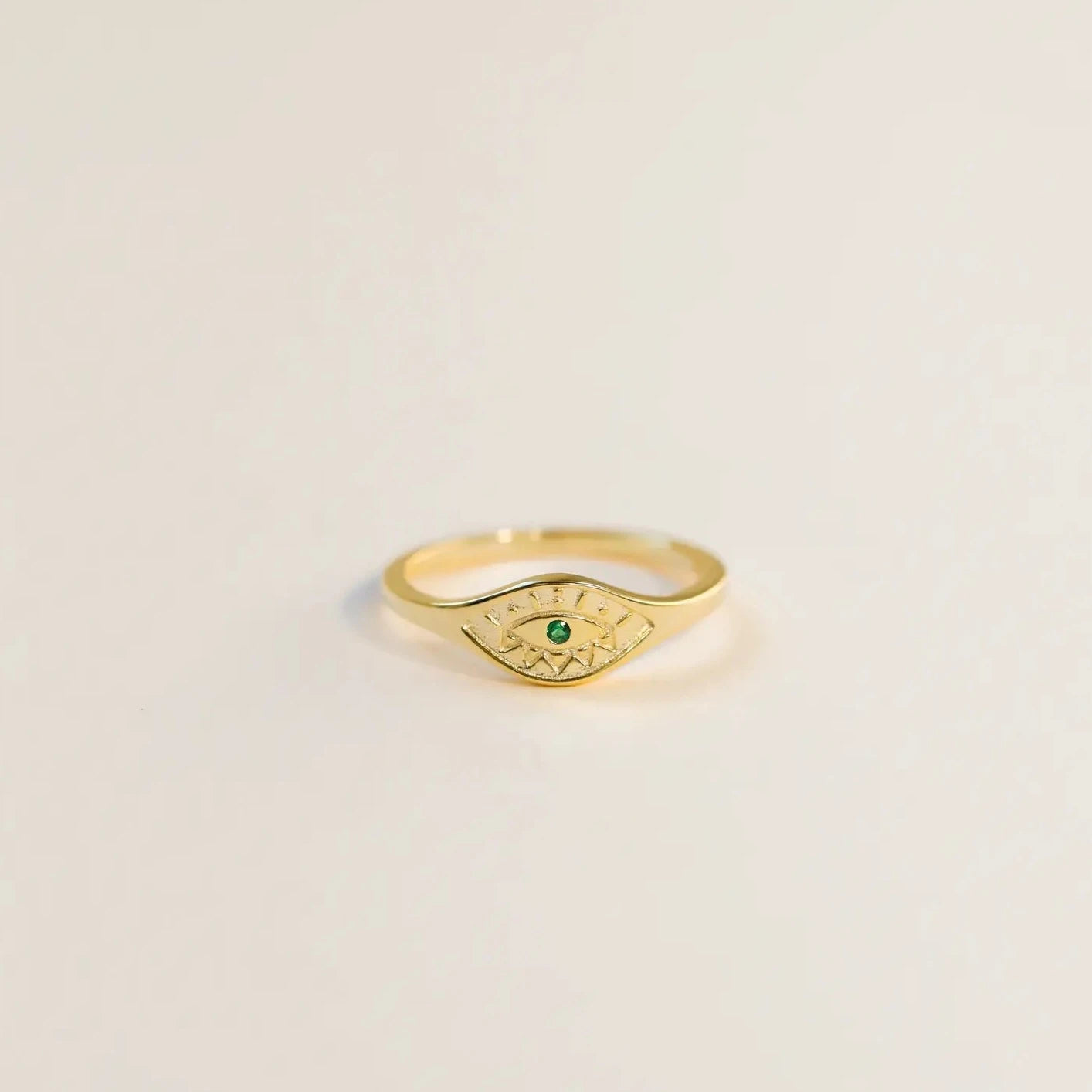 EMERALD EVIL EYE RING