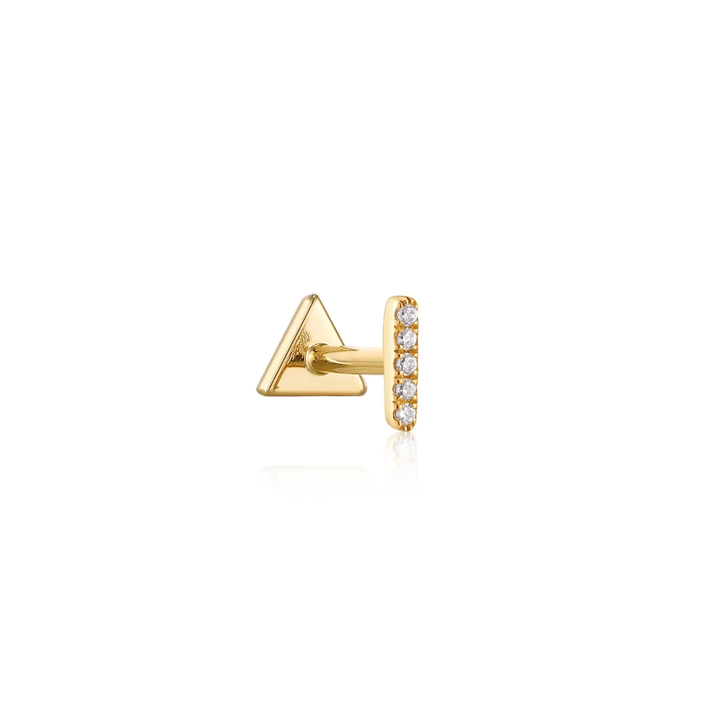 14K DIAMOND BAR STUD